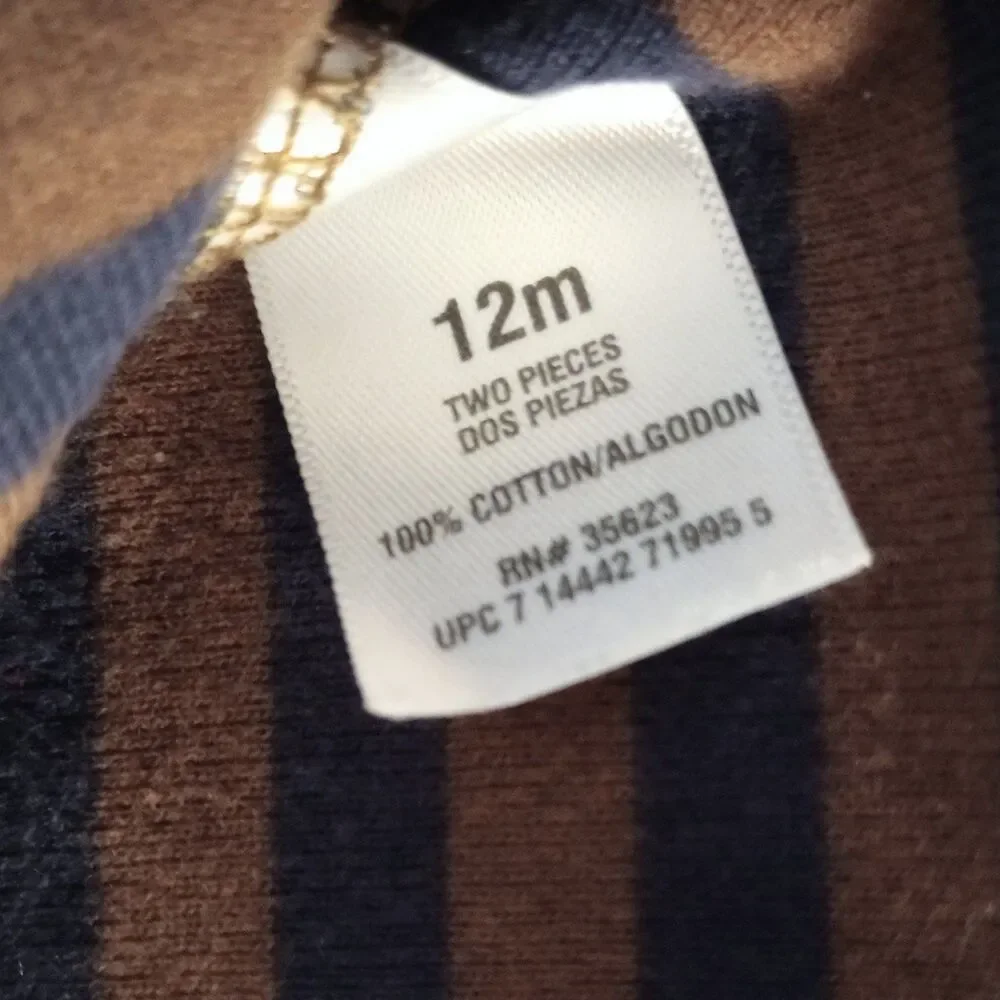 Carter's 2pc Overall Outfit Long Sleeve Top + Corduroy Pants sz 12M Boys